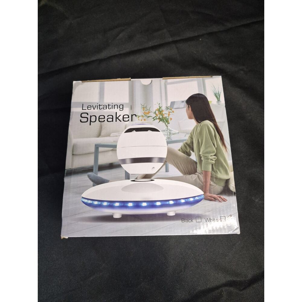 Magnetic Levitating Floating White Speaker Wireless The Box Is Open But Is New